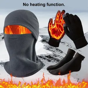 Autumn Winter Coldproof Set 3pcs with Balaclava Hat Touchscreen Gloves & Thick Fleece-Lined Snow Socks for Outdoor Activities（No heating function.））