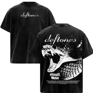 Deftones Private Music Album T-Shirt Menswear Top Heavy Cotton Underwear Double Printed Vintage  Unisex Streetwear Band Rock Metal Graphic Gift for Music Fans Lovers, For Men And Women C