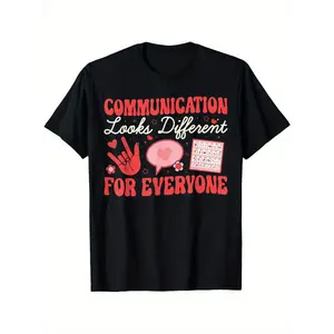 Speech Therapy Hearts SLP Therapist Valentine Pathologist T-Shirt, Suitable for All Men And Women Outdoor Short-Sleeved T-Shirts in All Seasons, Ready to Wear 100% Cotton