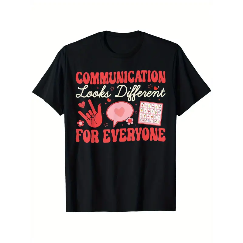 Menswear Men's 100% Cotton Crew Neck Short-Sleeve T-Shirt with Speech Therapy Heart Graphic, Casual Top for SLP Therapists