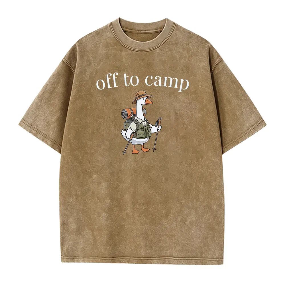 “Off to Camp” Shirt, Camping Life Shirt, Outdoor Adventure T‑Shirt, Campfire Shirt, Hiking Shirt, Gift for Nature Lovers, Camping Dad