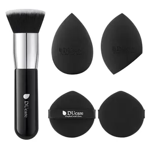 DUcare Makeup Sponges with Foundation Brush Makeup Puff Blending Foundation Sponge for Liquid BB Cream Mineral Powder Buffing Stippling