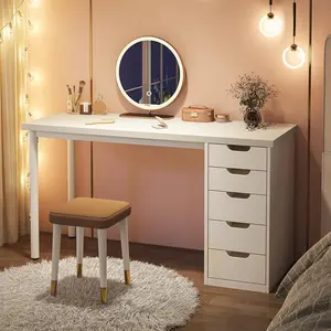Tribesigns Vanity Desk 47 Inches with 5 Drawers for Makeup and Storage, Elegant White Finish