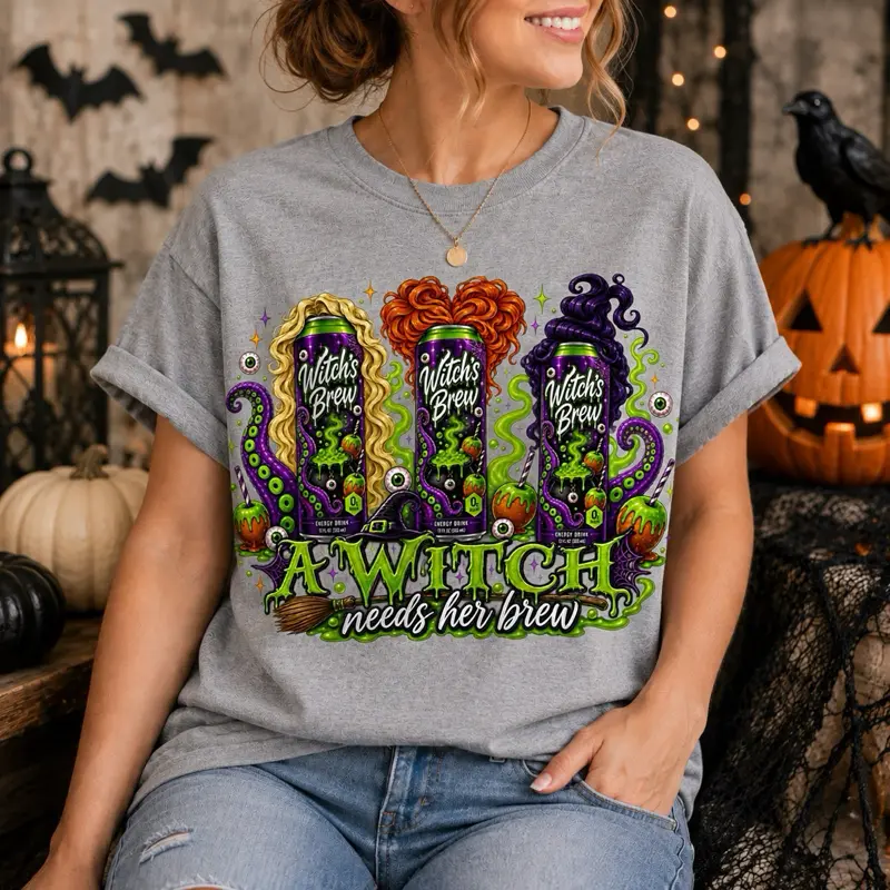 Witch’s Brew Halloween Graphic Tee | Unisex Sport Grey T-Shirt