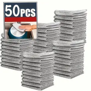 20/30/50 Pcs Dishwashing Rags Scratch Wire Dishcloth Multipurpose Wire Dishwashing Rag Metal Scrubbers for for Wet and Dry Cleaning,Multipurpose Non-Scratch Wire Dishcloths for Kitchen Cleaning, Reusable Cleaning Cloths for Cookware,