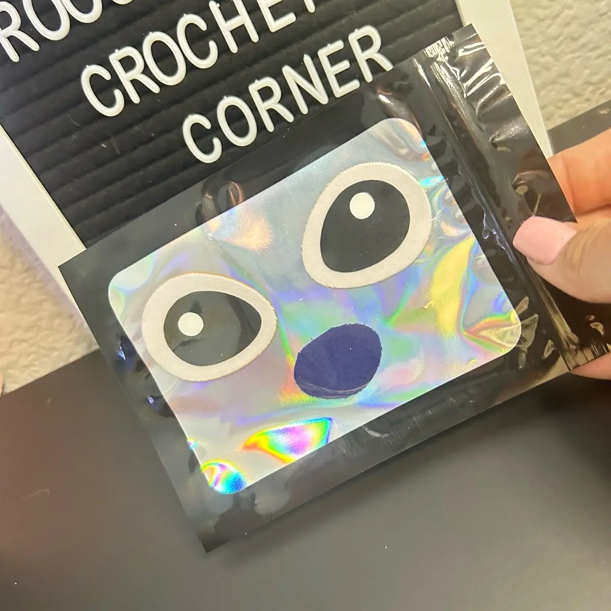 Felt alien eyes and nose for amigurumi