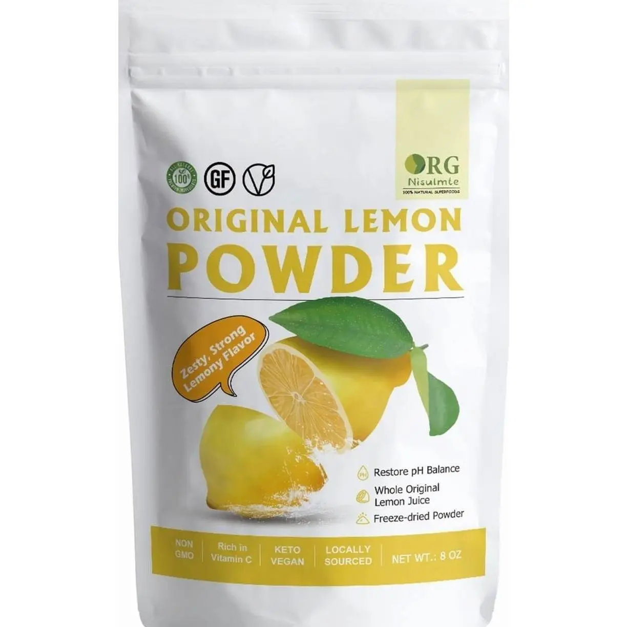Lemon Powder,Whole Lemon Juice Freeze Dried Powder Strong Lemony Flavor 8 Oz