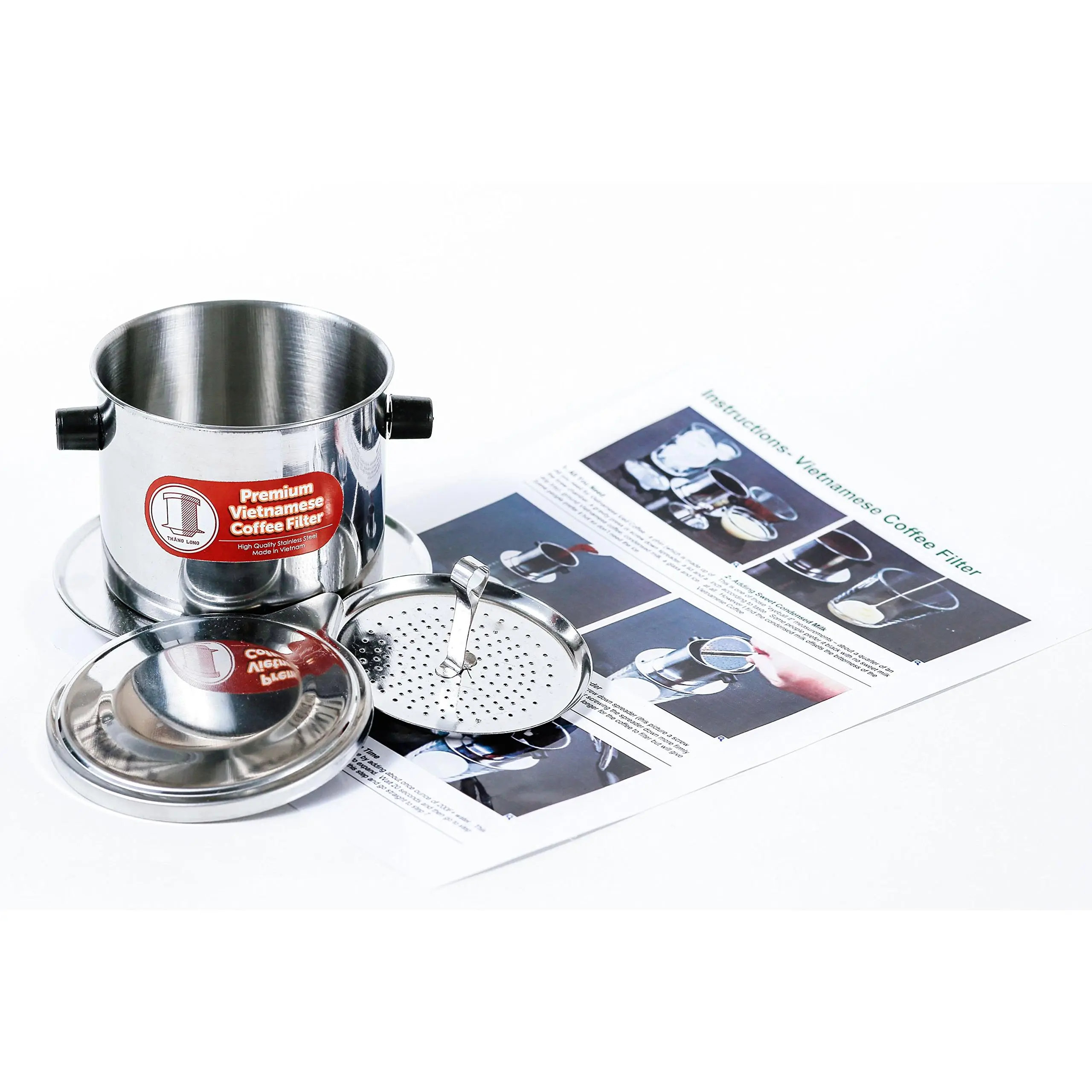 Vietnamese Drip Coffee Maker Filter. Single Cup Serve. Inox. 6 Oz Small Stainless Steel