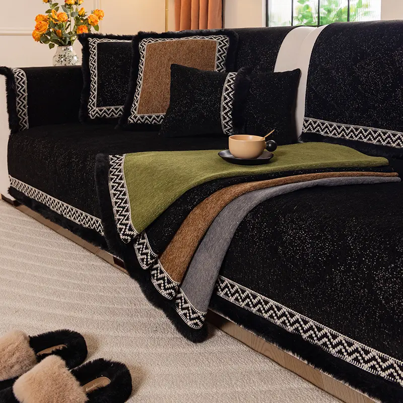 Modern Simple Sofa Cover, Sofa Couch Covers, Sofa Slipcover, 1 Count Non-Slip Cushion, Pet Friendly Chenille Couch Protector, All-Season Home Decor for Living Room and Bedroom