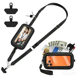 Multi-Use Phone Lanyard with Window Wallet, Convenient Card Holder, Easy Access, Ideal for Various Scenarios, Practical Phone Accessory, Phone Sling, Travel Gadgets