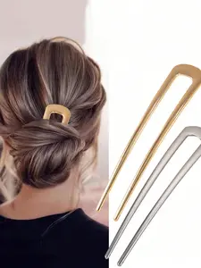 Metal U-shaped Hair Pins, Hairpins, Elegant Hair Accessories for Women & Girls, Minimalist Headwear Suitable for Thick Hair, Fashion Hair Accessories for Party Decor