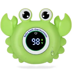 X-TBT68 Baby Bath Thermometer with LED Display, Floating Crab Toy – 2-in-1 Water Safety Sensor for Infants, Color-Coded Alerts (Hot/Cold), Bath Tub Temperature Monitor, Cute Floating Bath Toy, Nursery