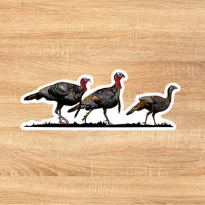 Wild Turkey Family Sticker, Turkey Hunting Decal, Gobbler and Hen Wildlife Sticker, Hunter Outdoor Vinyl Decal