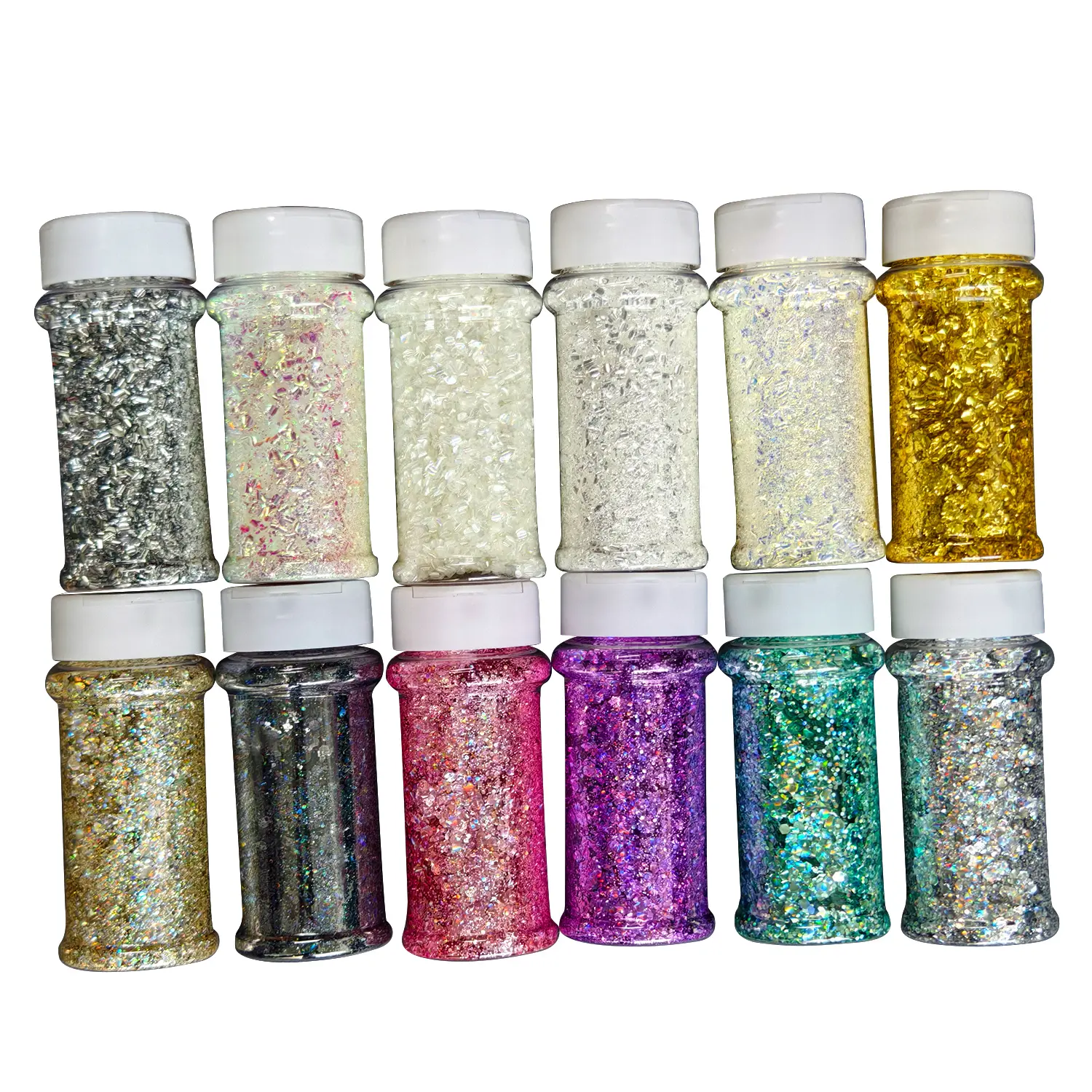 12Colors Glitter 6color Bubble Glitter and 6color 5D Glitter Holographic Iridescent Glitter for Crafts, Nails Face Body Hair Makeup, Painting Epoxy Art Tumblers,Crafts, Festival Party Decoration
