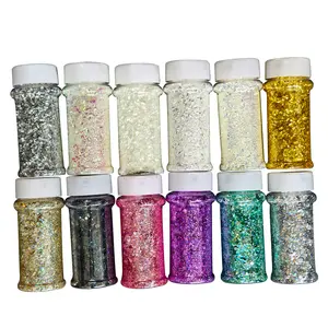 12Colors Glitter 6color Bubble Glitter and 6color 5D Glitter Holographic Iridescent Glitter for Crafts, Nails Face Body Hair Makeup, Painting Epoxy Art Tumblers,Crafts, Festival Party Decoration