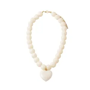 Katie Collection-Ivory Beaded w/Large Heart Charm