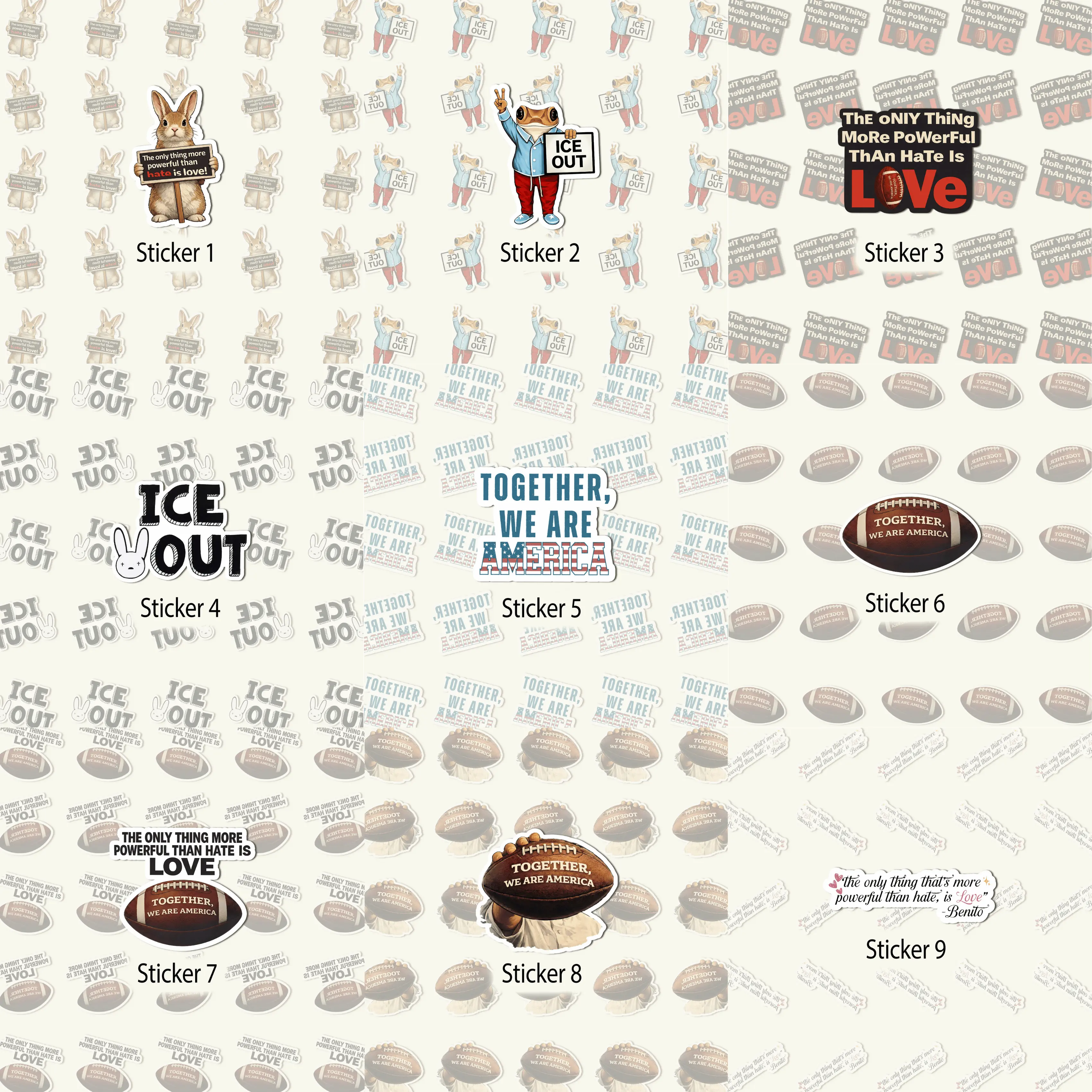 [DIE CUT STICKER] Benit0 Stickers, Bowww Game Day, Together We Are America Sticker
