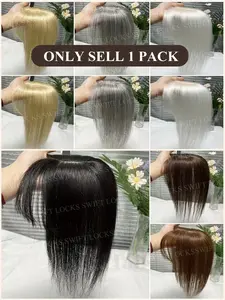100% Real Human Hair Topper Extensions for Women, 8-14 Inch Long Straight Hair, Durable Hook-And-Yarn Design, Natural Look and Dense Effect
