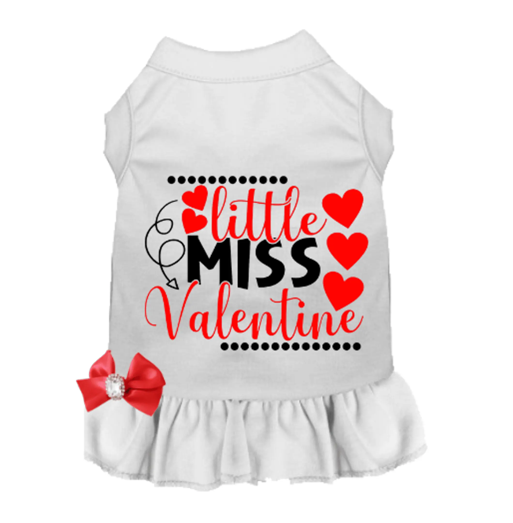 Valentine Dog Shirt Little Miss Valentine Ruffle Pet Clothes - Cute Sleeveless Puppy Valentine's Day Outfit for Small Medium Dogs