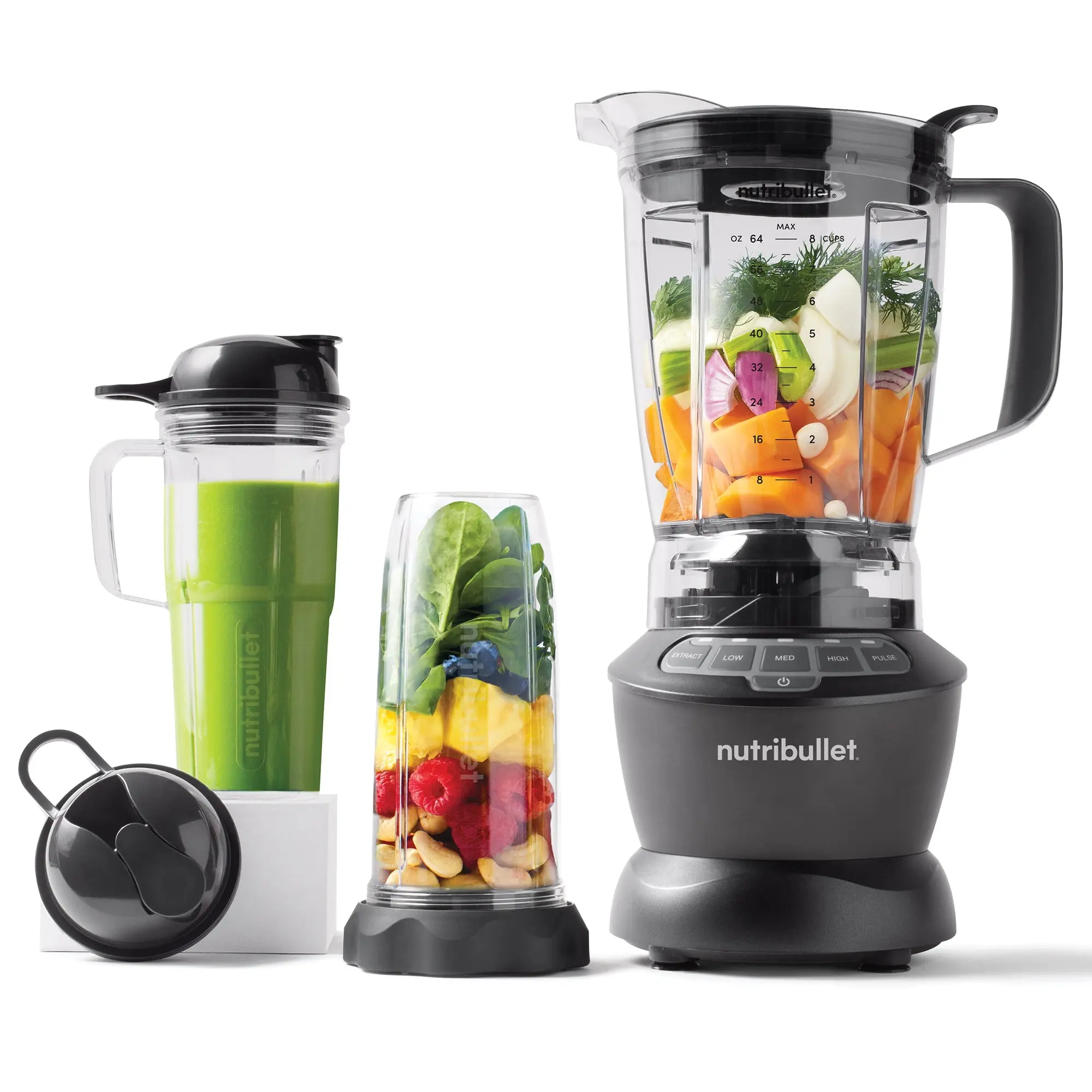 Nutribullet NBF50500 Full-Size Jug Blender Combo - 1200W, 64 oz, Dark Gray, Household Kitchen Juicer & Blender Appliance