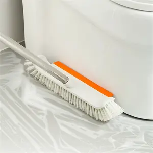 2 In 1 Cleaning Scrub Brush Grout Scrape Floor Scrub Brush V-Shape Stiff Bristle Scrubber With Squeegee Magic Broom Brush For Cleaning Bathroom Glass