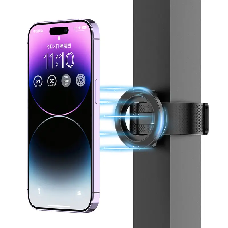 Portable MagSafe Magnetic Phone Holder with Adjustable Strap, 180 Adjustable, Compatible with 4.7-6.5'' Smartphones, Universal Magnetic Phone Mount for Exercise Bike, Stroller, Shopping Cart, Gym Fitness Equipment