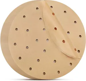 Beasea Air Fryer Disposable Liners 9 Inch, 200pcs Parchment Paper Unbleached Round Filter Paper Perforated Bamboo Steamer Papers for Air Fryer and Steaming Basket