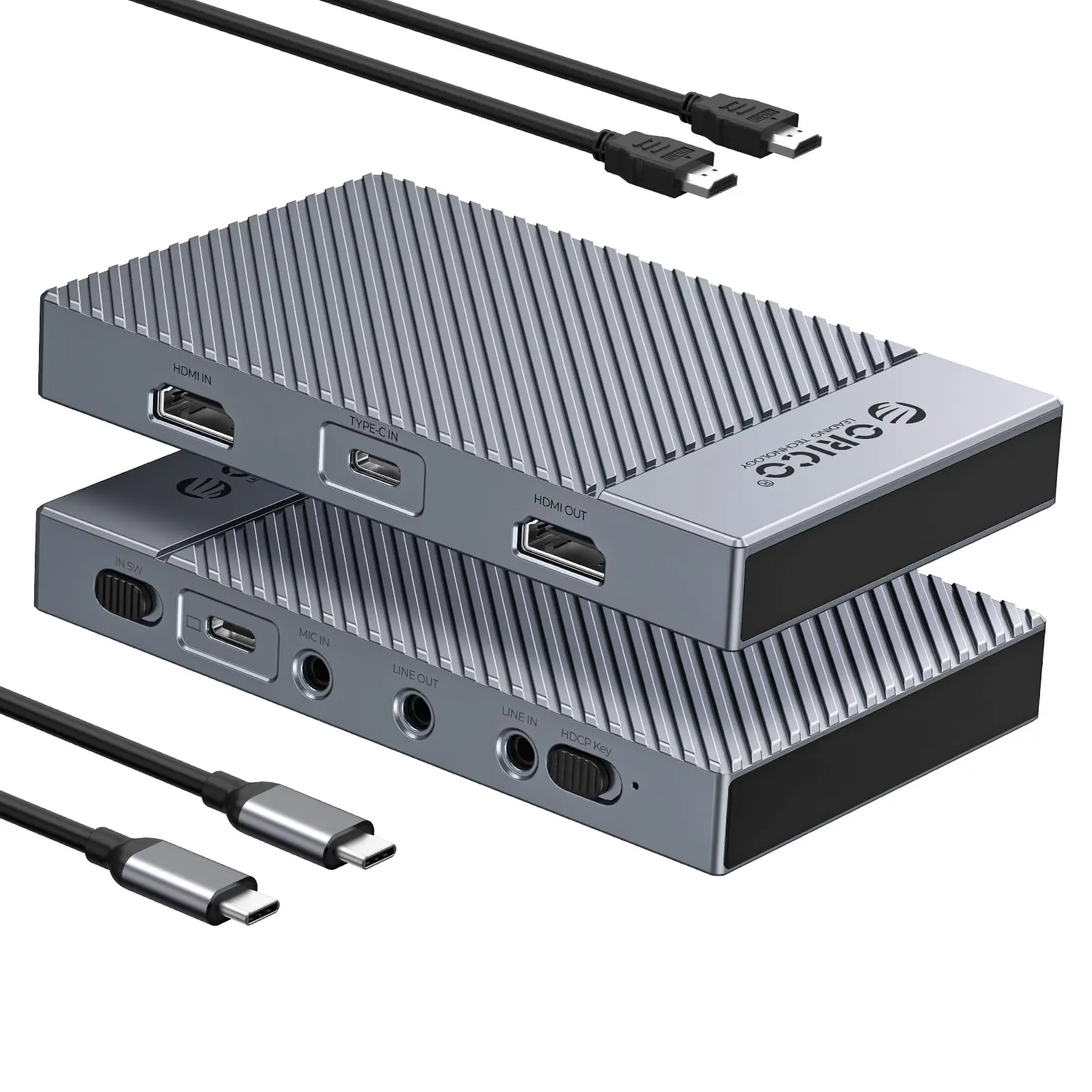 ORICO 4K Portable HDMI Capture Card for Streaming, Dual 4K@60Hz Inputs, USB C Game Capture Card with Audio Ports Compatible with PS5, Xbox, Switch, OBS Recording, Works on PC, Mac, Laptop, iPad-IS6