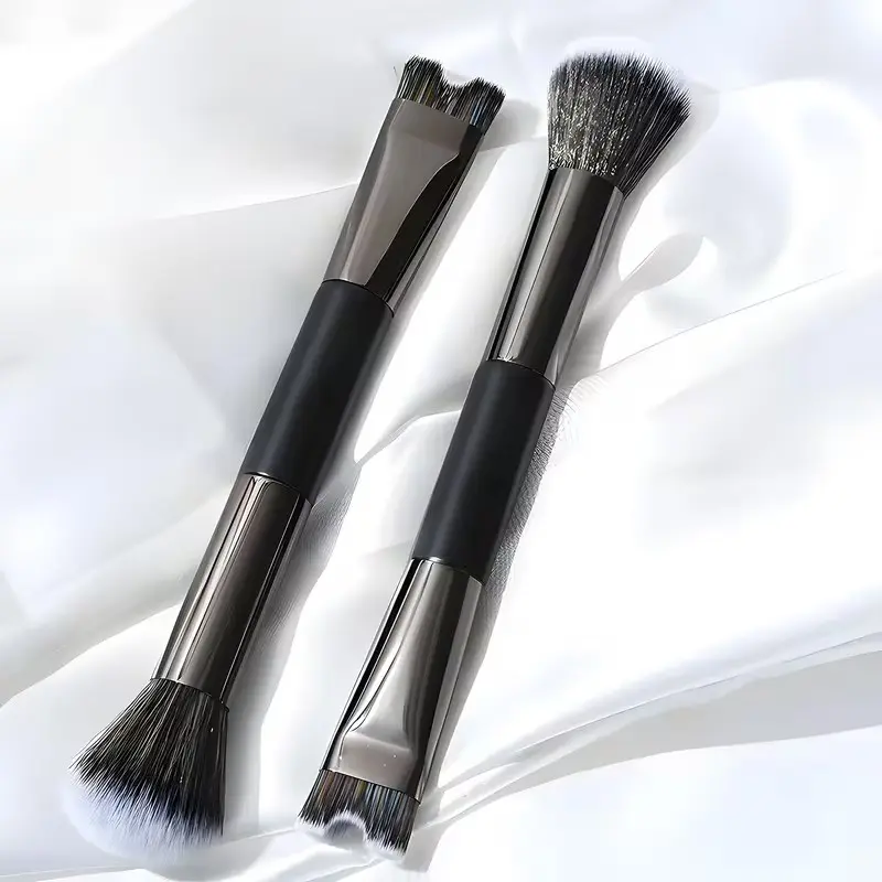Double-Ended U-Shaped Makeup Brush with Nose Shadow Brush, Professional Nose Contouring Tool, Face Shaping Essential, High Light & Shadow Function, Complexion Brush, Dual Ended Brushes