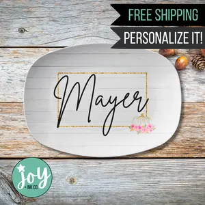 Modern Fall Pink & Gold Personalized Platter