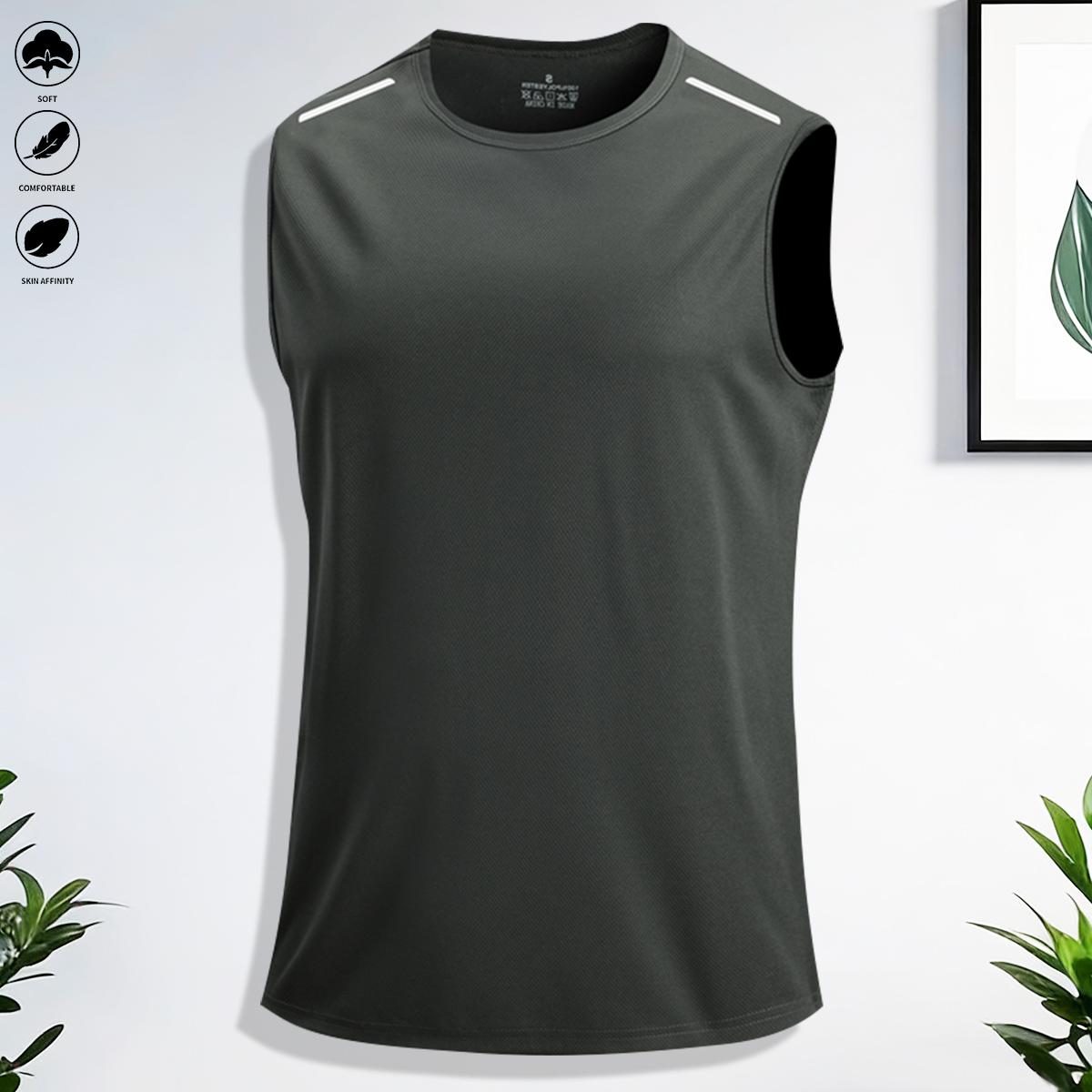 3-pack men’s athletic wear: tank top, sleeveless T-shirt, solid color—suitable for everyday casual outfits and sports/fitness activities like running and outdoor exercise.
