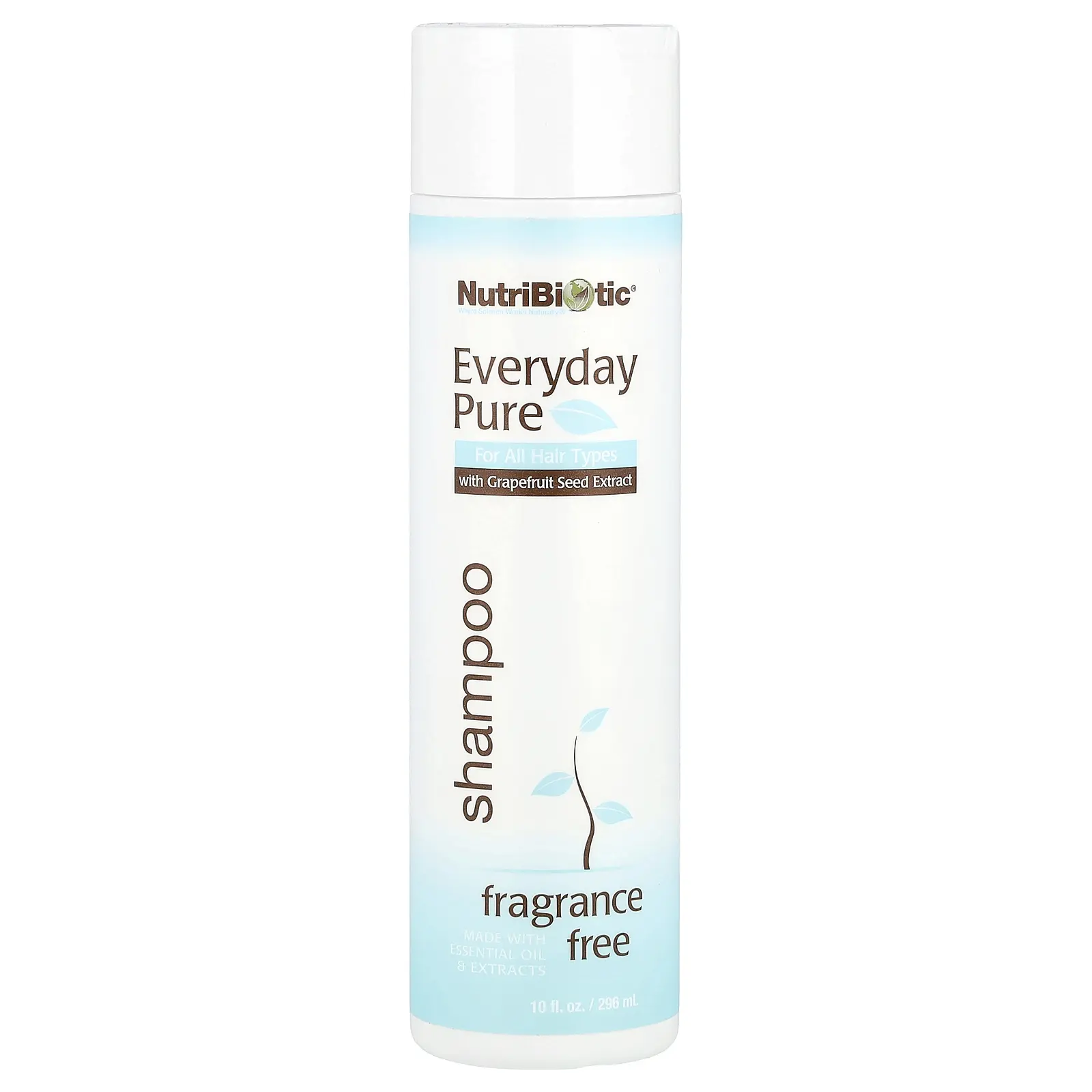 NutriBiotic Everyday Pure Shampoo, Fragrance Free, 10 fl oz (296 ml)
