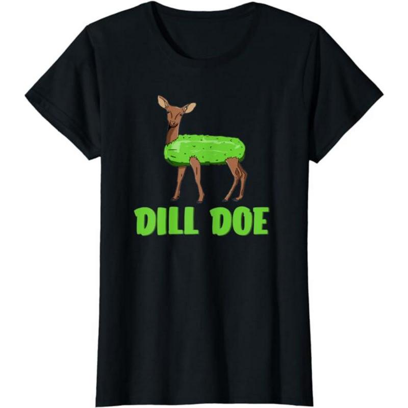 Funny Adult Humor Shirts For Women, Dill Doe Funny Adult Humor Funny Nature Deer Redneck T-Shirt Womenswear Casual Cotton