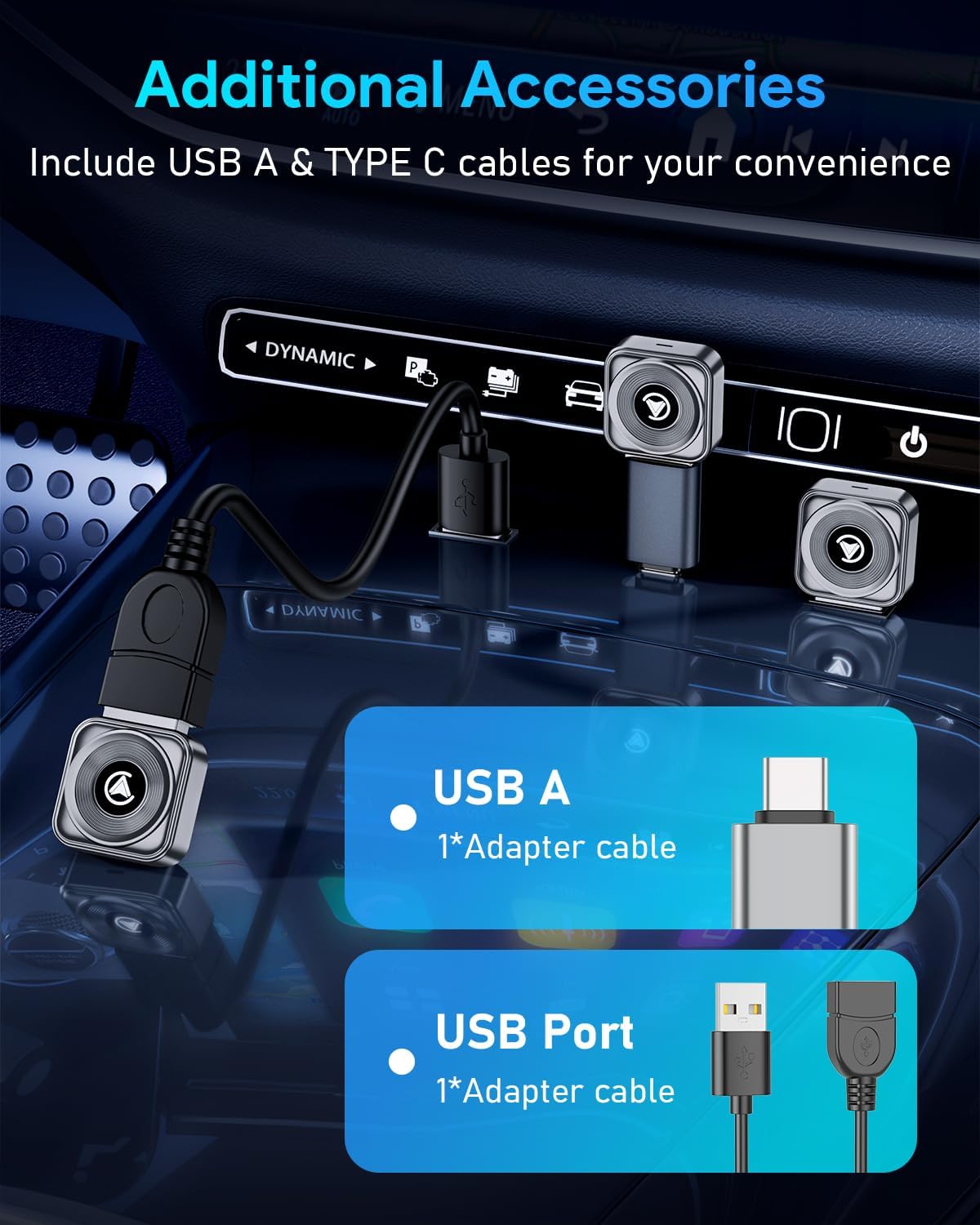 2026 Upgraded 2-in-1 Wireless CarPlay Adapter, Ultra Mini, Fast Auto Connection, Plug and Play for iOS10+ & Android11+
