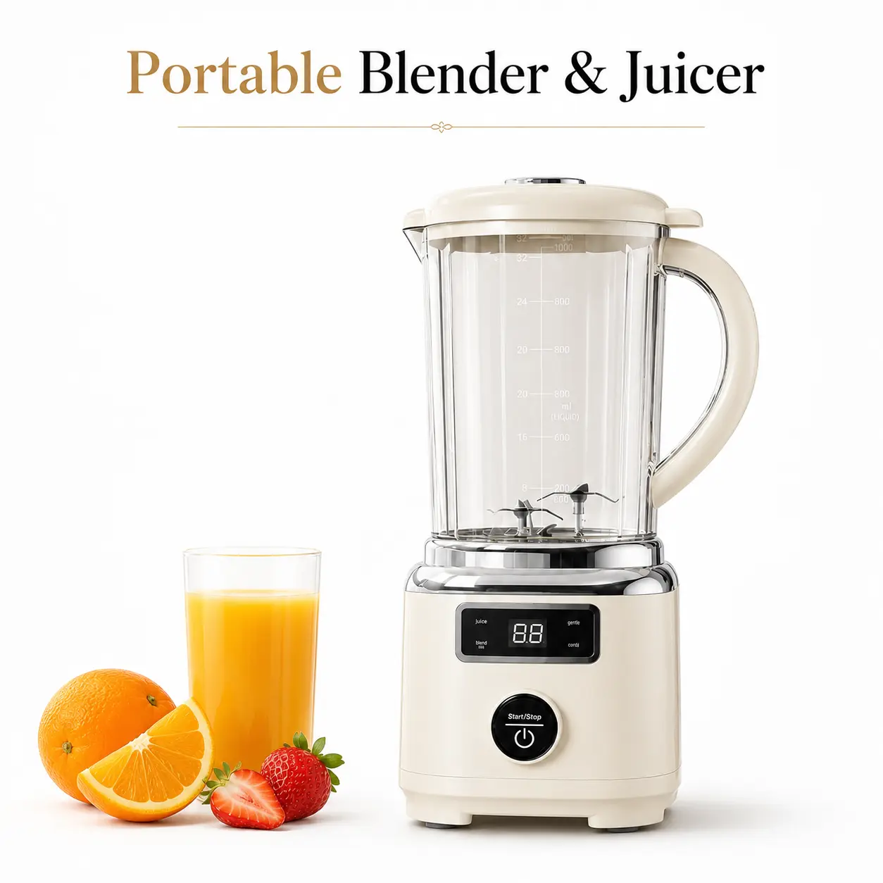 1L Rechargeable Portable Blender, Type-C Cordless Smoothie Maker with 30-Blade Cutter for Juice & Shakes, Electric Kitchen Juicing Appliance