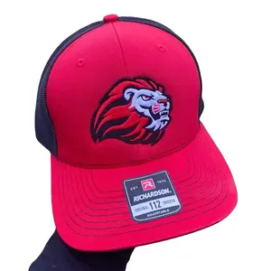 Richardson Lions Cap - Red with Lion Graphic, Snap Back Closure, Adjustable Fit, Model 112