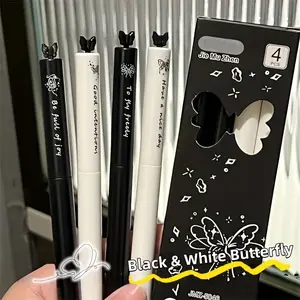 4-Pack High-Quality Rotating Pens, Aesthetic Pens, & Butterfly Series, 0.5mm Medium Point, Smooth Writing Ink, Ideal for Office & School Use