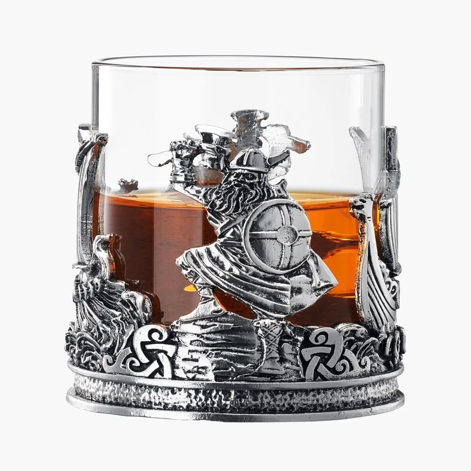 Viking & Mythological Pewter Whiskey, Wine, Beer & Water Drinking Glass - 12oz SINGLE - Water, Rum, Brandy & Scotch Glass, Elegant, Medieval Crystal Cup, Gifts for Men & Women, Old Fashioned Glass