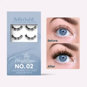 FlutterHabit Weightless No. 2 pack of 6 DIY false Eyelash Extensions. Under lash application method