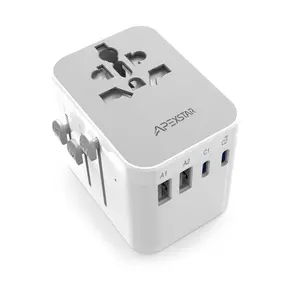 Apexstar Universal Travel Adapter International Power Adapter with 4 USB Ports (2 USB C) Worldwide Plug Adaptor Wall Charger for USA to Europe UK France Germany Spain Ireland Australia Type C G A I
