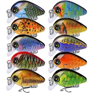 Mini Crankbait Fishing Lures Kits Swimbait Wobbler Hard Baits for Bass Trout Pike Freshwater and Saltwater 10 count-20pc/pack