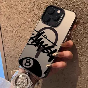 Fashion Brand billiards number 8 Phone Case, Casing for iPhone 17 16 15 14 13 12 11 Pro Max Air MagSafe Matte Laser Metallic, Aurora Gradient Finish with Matte Texture, Durable Scratch-Resistant Anti-Fingerprint Protective Cover