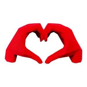 3D Printed Heart Hands - Red, 3D Printed, Heart Shaped, Decorative Accessory