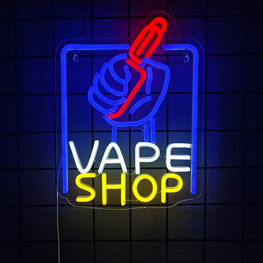 VAPE Shop Neon Sign for Smoke Shop LED Light Up E-cigar Business Store Sign Logo Wall Decor Neon Night Light Birthday Christmas Dad Husband Gift USB Powered Easy Hanging