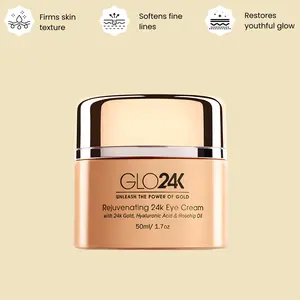 GLO24K Rejuvenating 24K Eye Cream with 24g Gold Hyaluronic Acid & Rosehip Oil for Hydrating Comfort Firms Texture Restores Glow