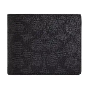 Coach Signature Canvas Flap Wallet for Women in Charcoal