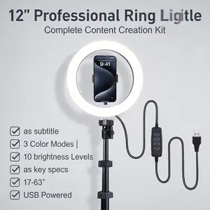 UEGOGO 12-inch Ring Light, A Multi-functional Tripod with Integrated Light, USB Power, And Can Be Switched to Single-color White Light, Suitable for Live Streaming, Product Photography, Food Photography, Makeup