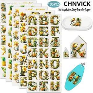 105PCS UV DTF Cup Wrap Stickers, Spring Alphabet Letters Rub on Transfers for Crafts, Permanent DIY Transfer Decals for 16oz Libbey Glass Cans, Mugs, Candles, Notebooks and Flower Pots, Easy to Apply Art Stickers