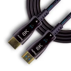 SatelliteSale Digital Fiber Optic 8K HDMI 2.1 Cable 8K/60Hz 48Gbps Universal Wire PVC Black Cord 330 feet