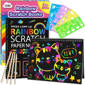 Scratch Paper Art-Crafts Gift: 2 Pack Rainbow Notebooks Supplies Toys for 3 4 5 6 7 8 9 10 Years Old Girls and Boys Kids Christmas Birthday Party Games Ocean